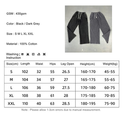 ZODF Retro 2025 Autumn Man Washed Cotton Straight Pants Unisex 430gsm Distressed Patchwork Oversized Trousers Sweatpants HY1168