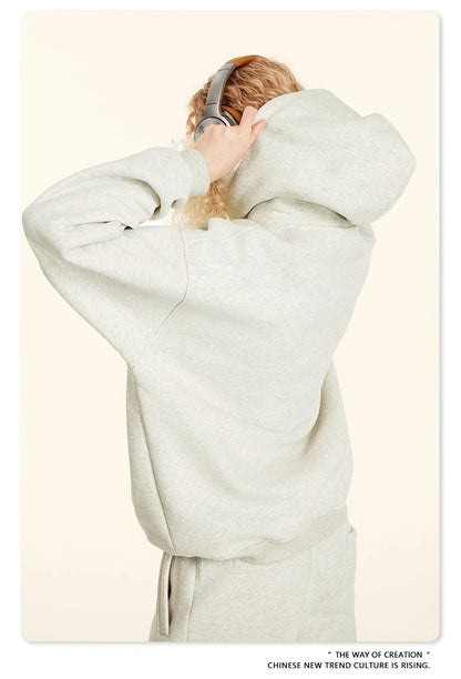 ZODF New 2024 Autumn Winter Men 345gsm Fleece Hoodies Unisex Women Relax Fit Warm Solid Hooded Pullovers Sweatshirts HY0863