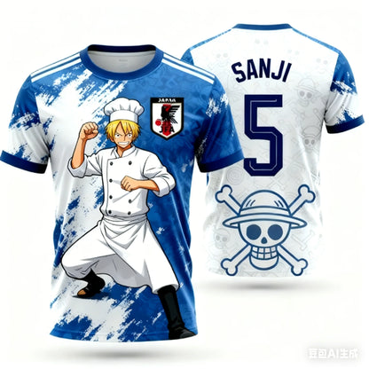 2526 New Bandai Anime One Piece Luffy Summer Jersey T-shirt Oversized 3D Adult and Children's Multifunctional  Christmas Jersey