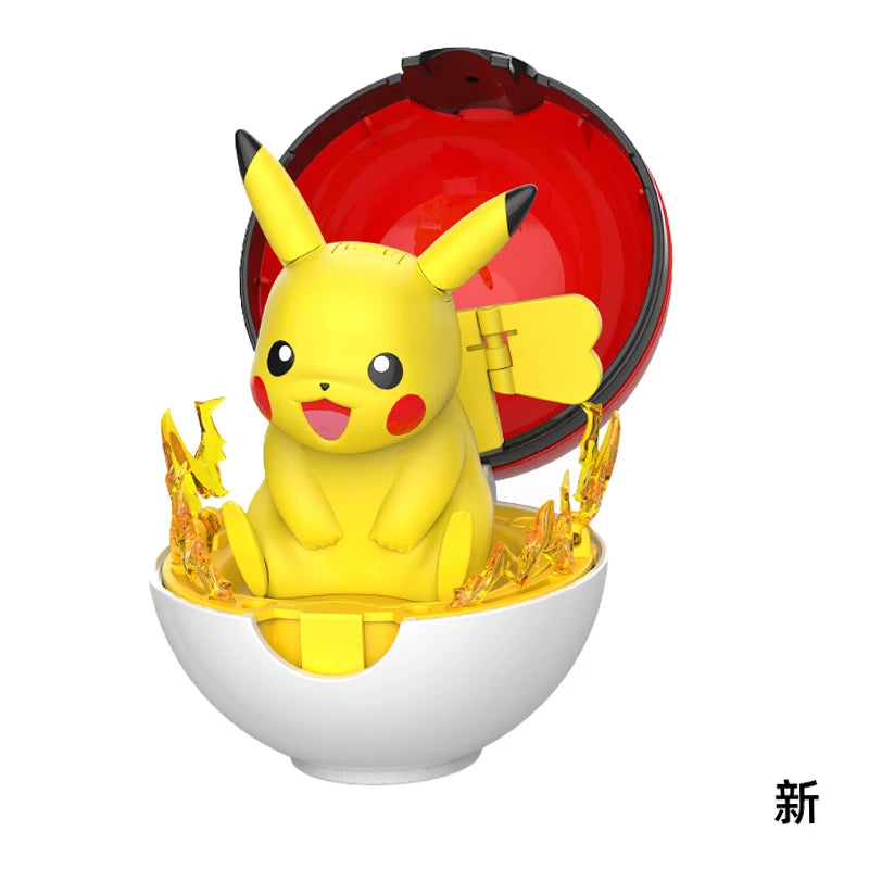 Pokemon Figure Set Pikachu Piplup Cubone Mimikyu Jigglypuff Cute Anime Ornament Pokeball Deformed Figurine Children Toy