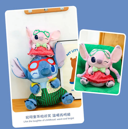 Disney 60cm Summer Watermelon Stitch Kawaii Plush Toy Cartoon Cute Soft Pillow Home Decoration Doll Children's Christmas Gifts