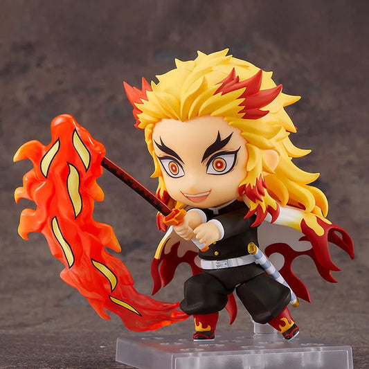 10CM Anime Demon Slayer Kimetsu No Yaiba Rengoku Kyoujurou Action Figures Q Version PVC Joint replaceable Figure Model Toy Gift