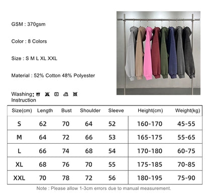 ZODF Retro 2025 Winter Man Washed Boxy Fleece Hoodies Unisex 370gsm Loose Hooded Pullovers Sweatshirt Streetwears HY1129