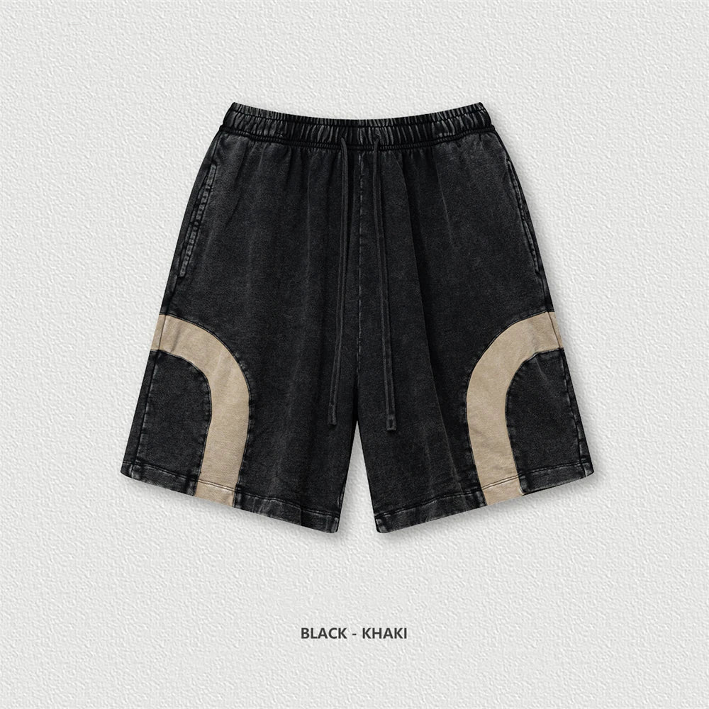 ZODF 2025 Summer Patchwork Washed Cotton Shorts For Men Unisex Retro Y2K High Street Distressed 330gsm Shorts Streetwears HY1057