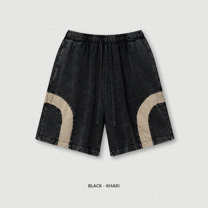 ZODF 2025 Summer Patchwork Washed Cotton Shorts For Men Unisex Retro Y2K High Street Distressed 330gsm Shorts Streetwears HY1057