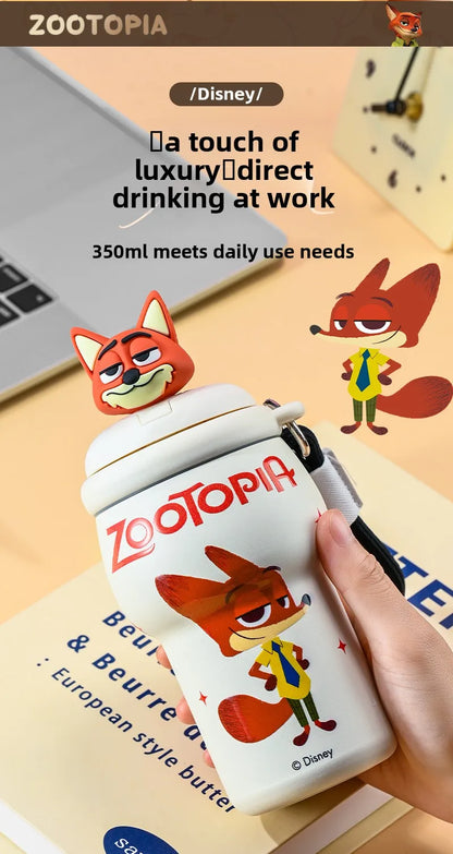 Anime Figure Stitch Coffee Mug Student Thermos Mug 350ml Thermos Cup Mickey Nick Judy Thermal Water Bottle Vacuum Flasks Gift