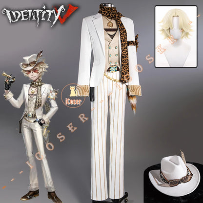 Identity V Prospector Cosplay Costume Wig Norton Campbell Uniform Hat Glasses Gambler in The Spotlight Halloween Women Men Props