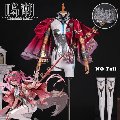 Wuthering Waves Lupa Cosplay Costume Wig Bodysuit Cloak Earrings Tail Headwear Leggings Halloween Party for Women Girls iCoser