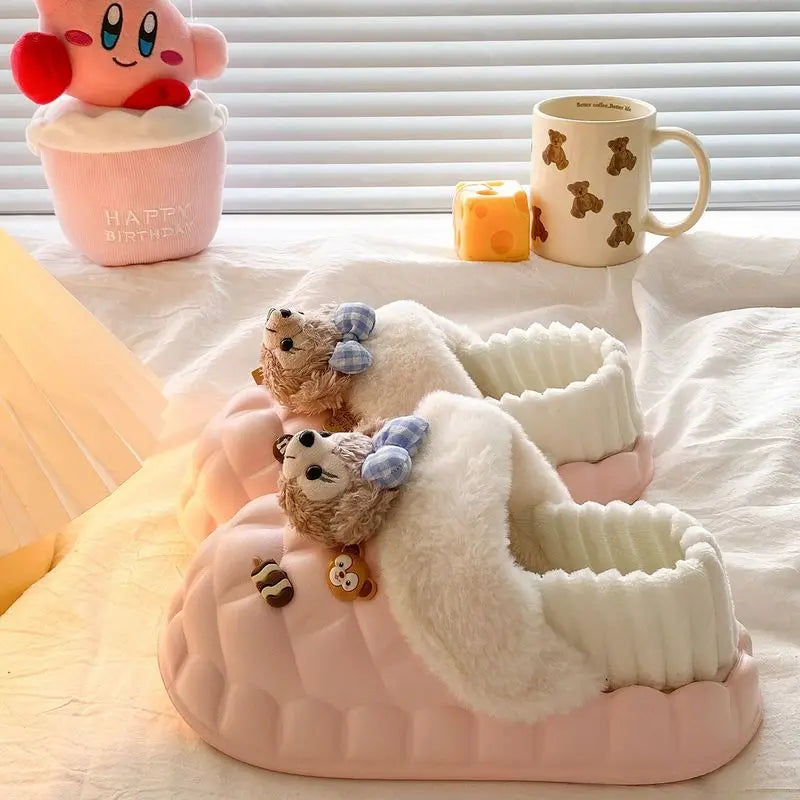 Disney Shelliemay Detachable Cotton Shoes Eva Thick Bottom With Velvet For Outer Wear, Warm And Waterproof Adult Cotton Dragging