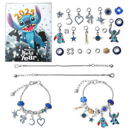 New Disney Stitch  24-Grid Christmas Countdown Calendar Blind Box - Alloy Bracelet Gift Set For Halloween & Xmas