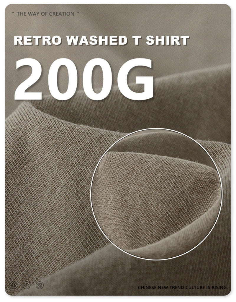 ZODF 2024 Summer Men 200gsm Washed Cotton Solid T Shirts Loose Unisex Male Casual Basic Comfortable T-Shirt Brand Tees HY0254