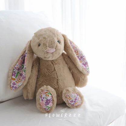 30cm Cartoon Floral Rabbit Plush Toy Pink White Bonnie Rabbit Stuffed Animal Doll Children's Room Decor Birthday Gift For Girl