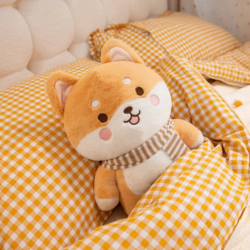 Kawaii Shiba Inu Plush Pillow Toy Soft Stuffed Dog Animal Cuddly Baby Doll for Girls Lovely Cartoon Gift Decor