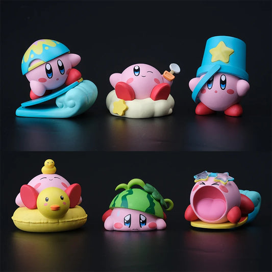 Hot 6Pcs/Set Star Kirby Anime Figure Toys with Kirby Cartoon PVC Cute Action Figure Doll Toy Gift