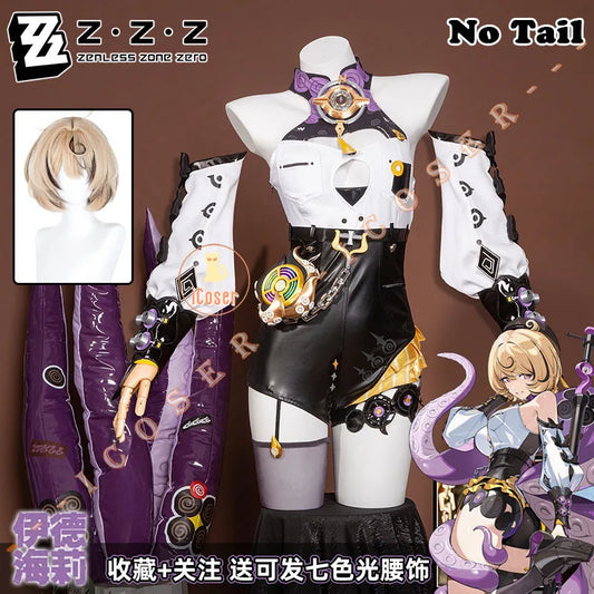 Zenless Zone Zero Yidhari Cosplay Costume Wig Uniform Hat Outfit Spook Shack Halloween Party for Women Girl Carnival Prop iCoser