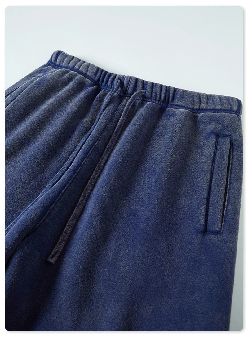 ZODF Winter Men Washed Thick Fleece 400gsm Loose Fit Joggers Sweatpants Streetwear HY0668