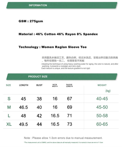 ZODF Sexy Autumn Washed 275gsm Full Sleeve T Shirt For Women Ladies Girls Slim Fit Distressed T-Shirts Tops HY1145