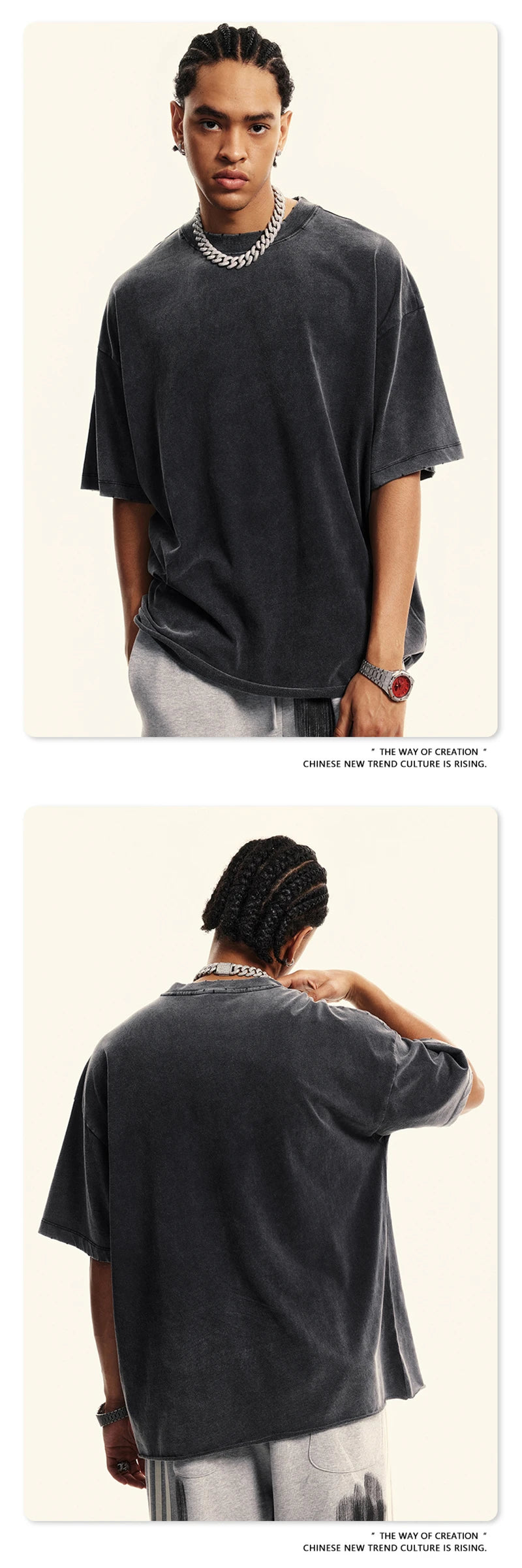 ZODF Fashion 2024 250gsm Washed Distressed T-Shirts For Men Unisex Women Retro Cotton Relax Fit T Shirt Brand Tees HY0838