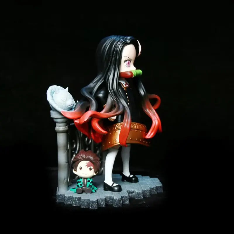 14cm Spy × Family Anya Cos Kamado Nezuko Academy Dress Demon Slayer Kawaii Model Anime Figures Garage Kit Statue Toys Kids Gifts