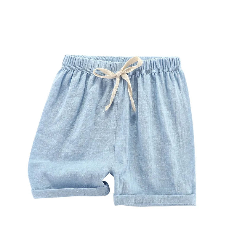 Teenage Boy Shorts 150 160cm Summer Clothing Cotton Linen Shorts Light Blue Black Red Children Shorts for Girls Toddler Clothes