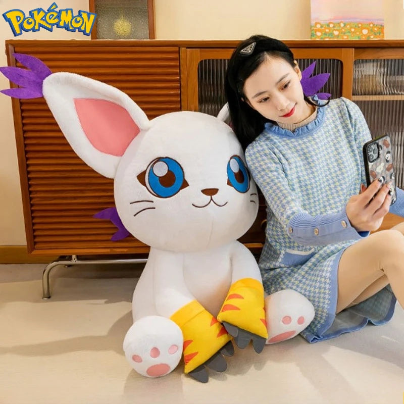 40-80CM Large Big Size Gatomon Plushies Tailmon Peluche Cartoon Anime Plush Comfortable Soft Doll Children's Ornament Toy Gifts