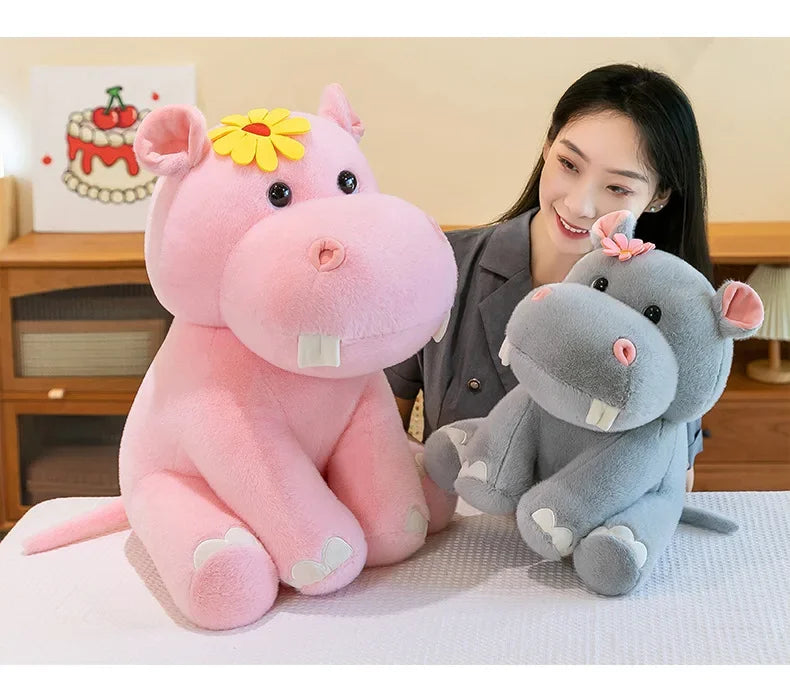 New 55cm Large Size Hippo Plush Toy Fluffty Kawaii Plushie Doll Simulation Hippo Doll Anime Cute Stuffed Animals Soft Plush Gift