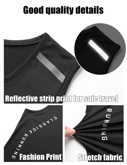 Chrlck Men’s Quick Drying Running Vest Breathable Mesh Sleeveless Gym Fitness Tank Top