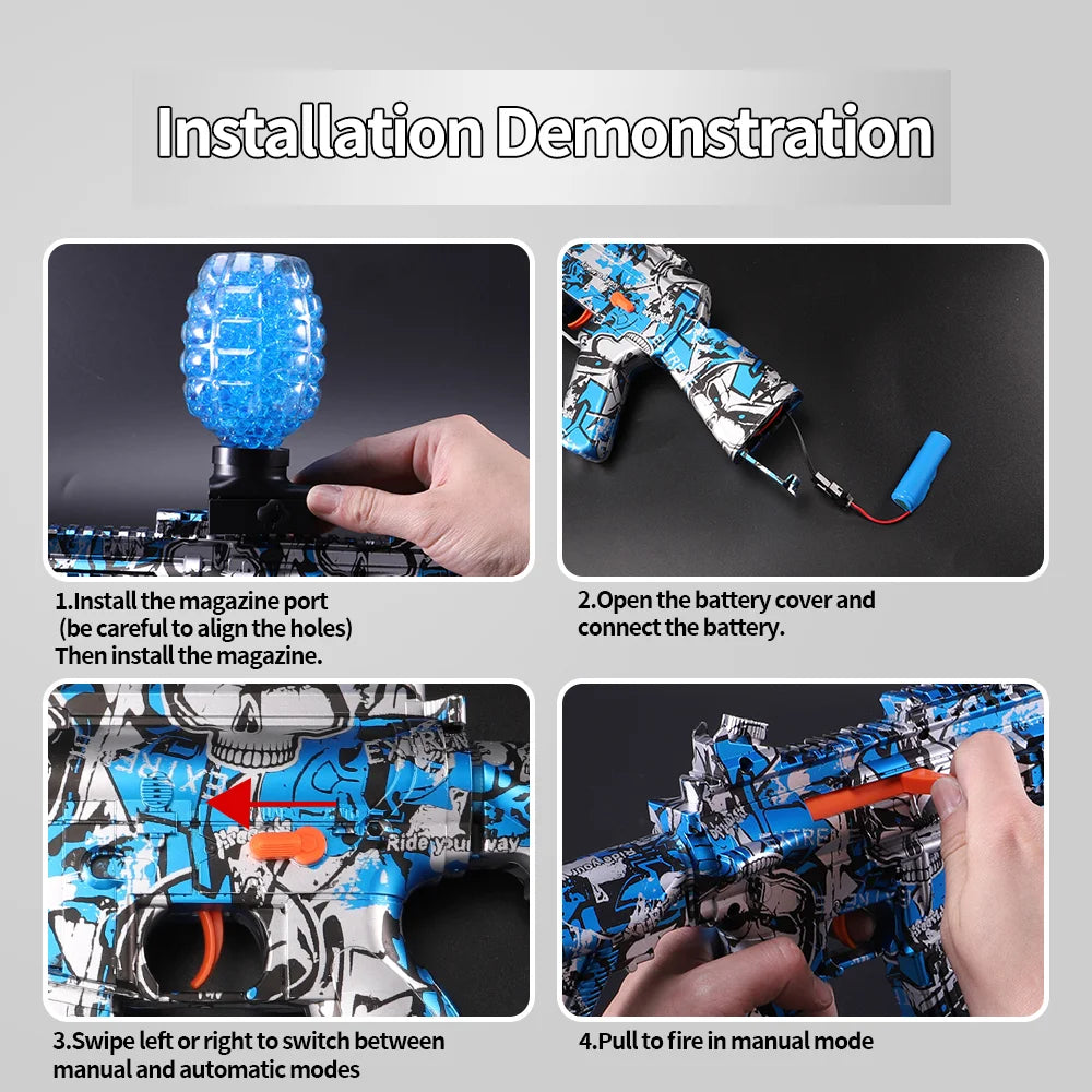Yuizukeot AK Electric Ball Blaster ABS Plastic Rechargeable Toy - Blue