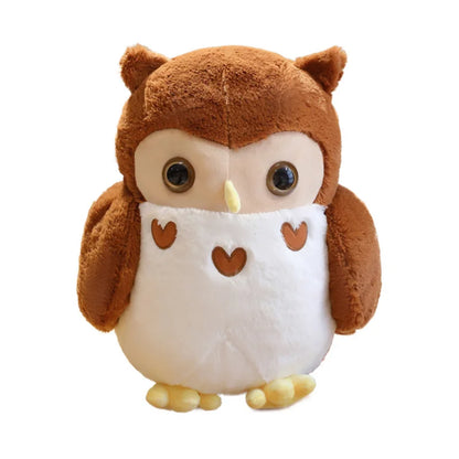 Couple Owl Plush Toy Stuffed Animals White Brown Vulture Plushie Round Ball Shape Nap Sleep Throw Pillow for Kids Birthday Gift