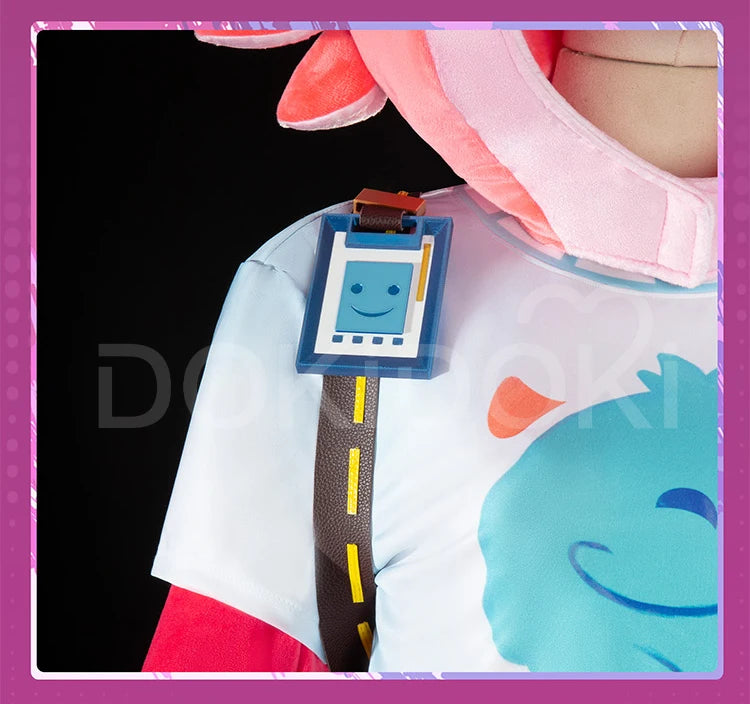 Neekoo Cosplay Costume Game Cosplay DokiDoki-R Neekoo Skin Super Fan Cosplay Women Cute Red Plush Costume Tail