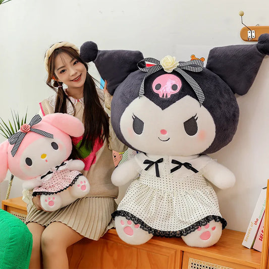 Sanrio Big Size 80cm Cute Kuromi My Melody Soft Stuffed Sofa Body Throw Pillow Plush Toys Dolls Kawaii Room Decor Holiday Gifts