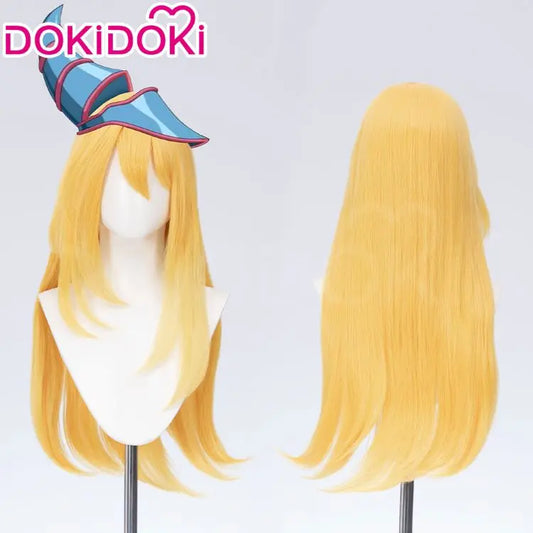 Dark Magician Girl Cosplay Wig Anime DokiDoki Women 60cm Golden Long Cosplay Wig Free Cap Halloween Cosplay