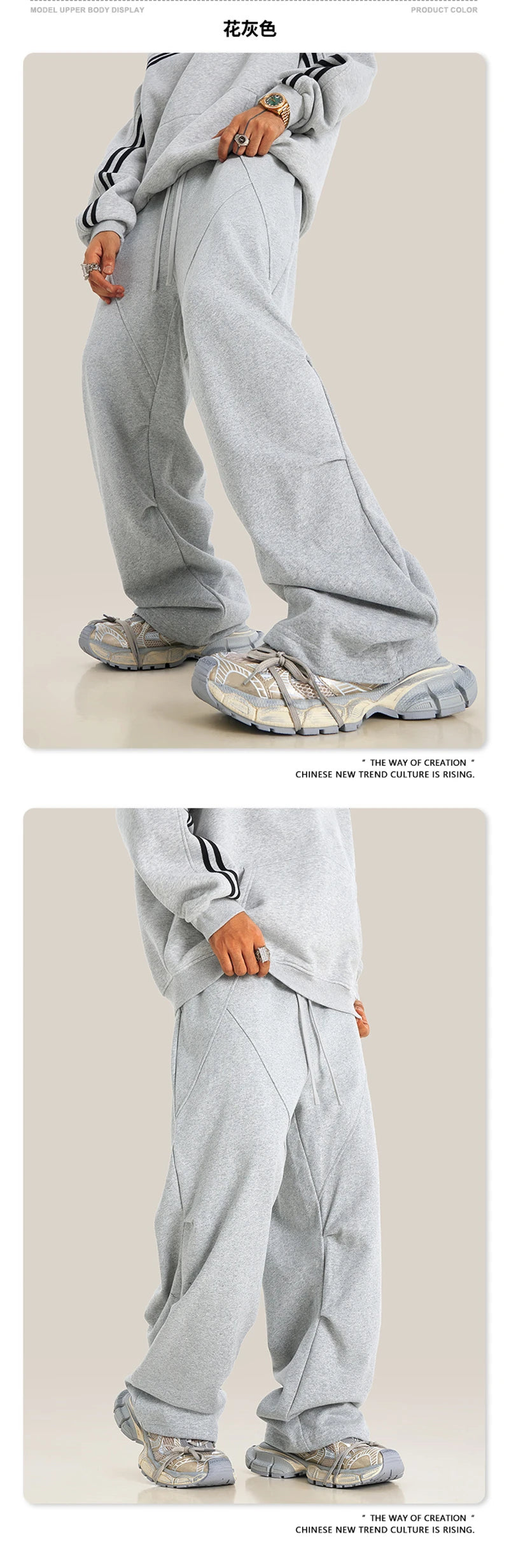 ZODF Retro 2024 Winter Patchwork Pants For Men Unisex Washed High Street 370gsm Oversized Double Knees Straight Trousers HY0878