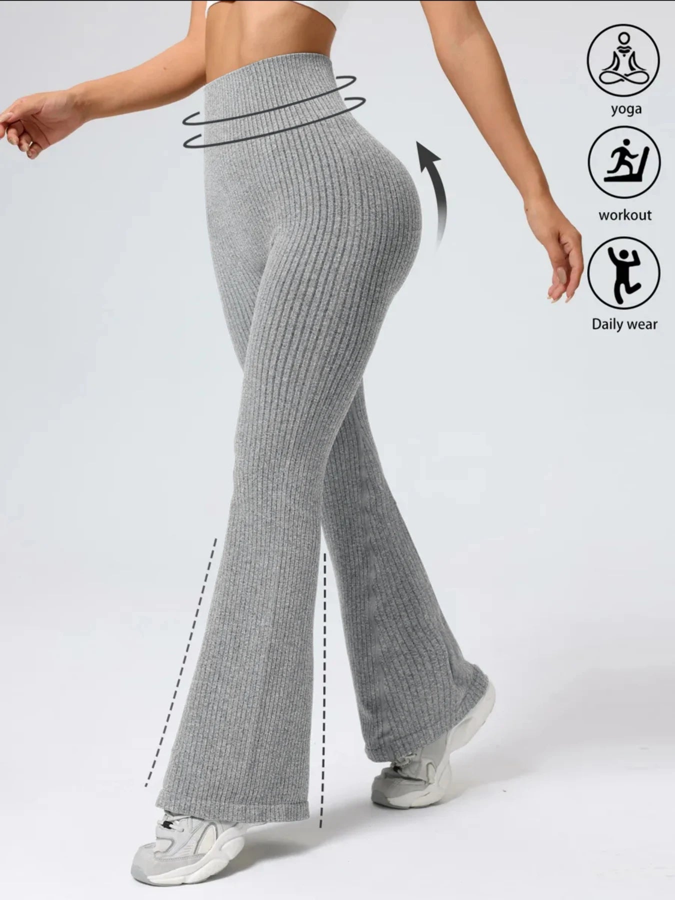 Women’s High-Waist Bell Bottom Pants Sporty Tight Fit Comfortable Elastic Waist Ideal for Exercise and Daily Wear