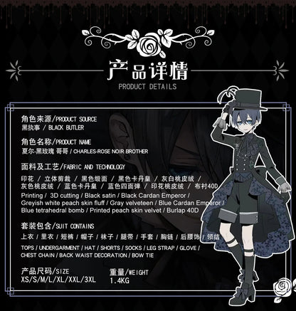 Black Butler Ciel Phantomhive Cosplay Costume Polyester Unisex Set