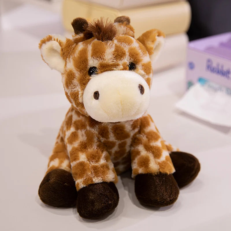 Cute Plush Animal Toys Set Panda Bear Fox Raccoon Elephant Giraffe Frog Soft Stuffed Dolls for Kids Sleep Appliance Baby Gift