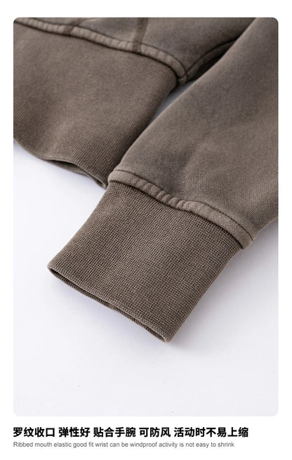 ZODF Vintage 2025 Winter Batik Washed Crop Hoodies Female Girls Remove Hood Heavy Weight Sport 400gsm Hooded Coat HY1085