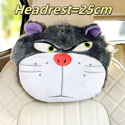 Disney Lucifer Cat Headrest Back Cushion For Car Seat Safety Belt Cover Huggable Pillow Stuffed Animal Grey Cat Plushies Gifts