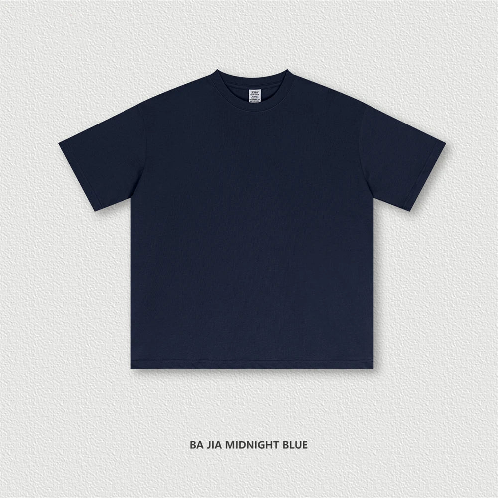 ZODF New 2025 Spring Summer 235gsm Solid Cotton T-Shirts For Men Women Unisex Loose Basic T Shirt Tees Brand Tops HY0970