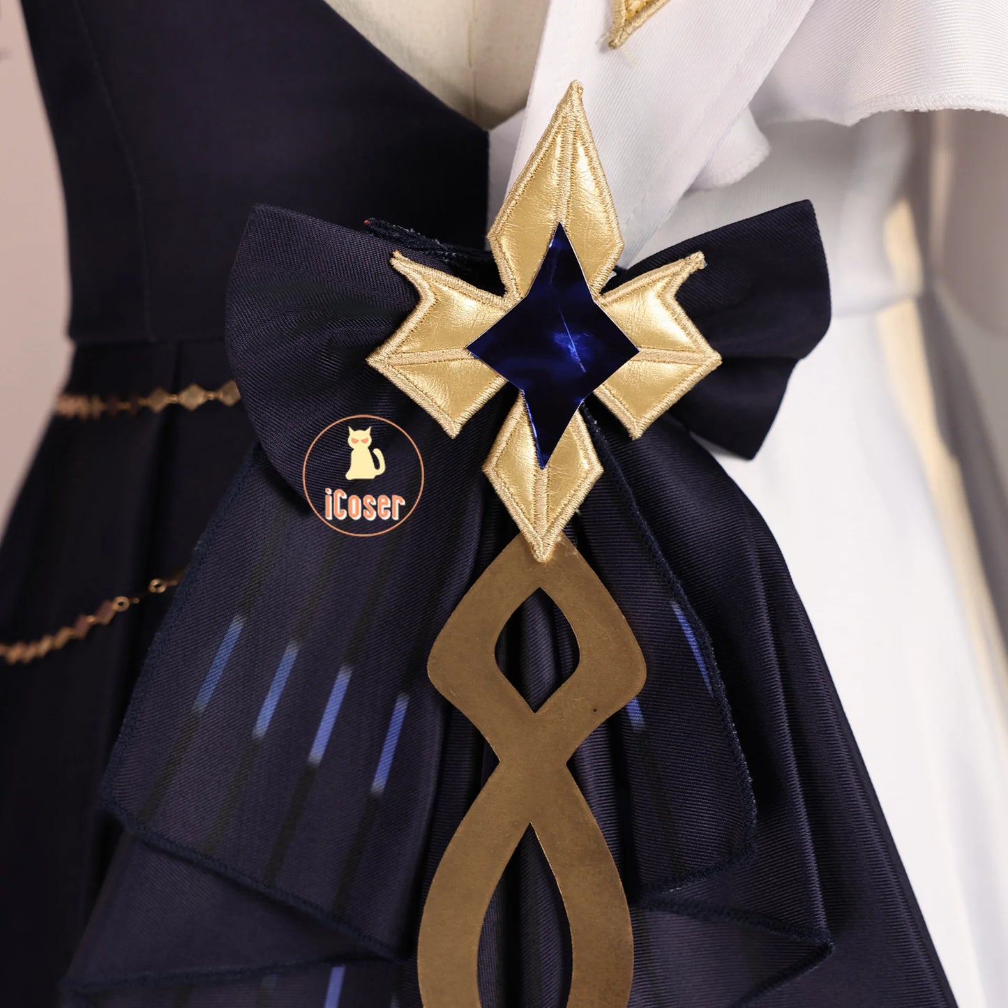 Genshin Impact Rhinedottir Naberius Cosplay Costume Dress Wig Uniform Headwear Four Shades Halloween Party for Women Girls Prop