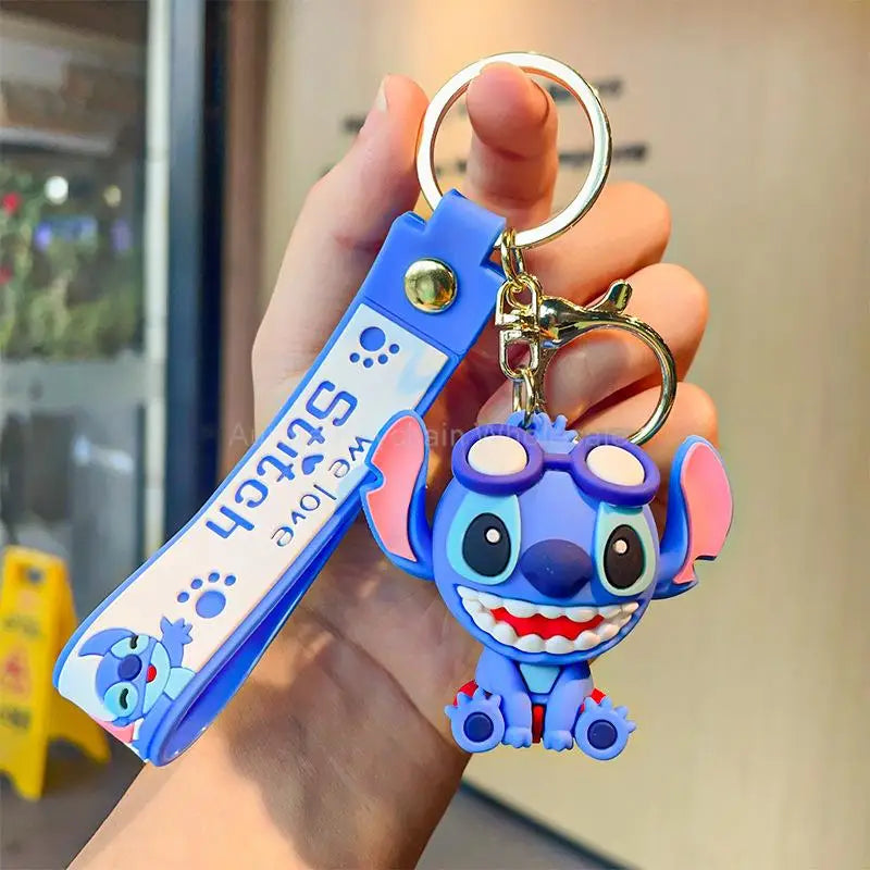 Wholesale Anime Disney Keychain Mickey Mouse Minnie Lilo & Stitch Cartoon Keyring Key Chain Car Pendant Kids Toys Gift