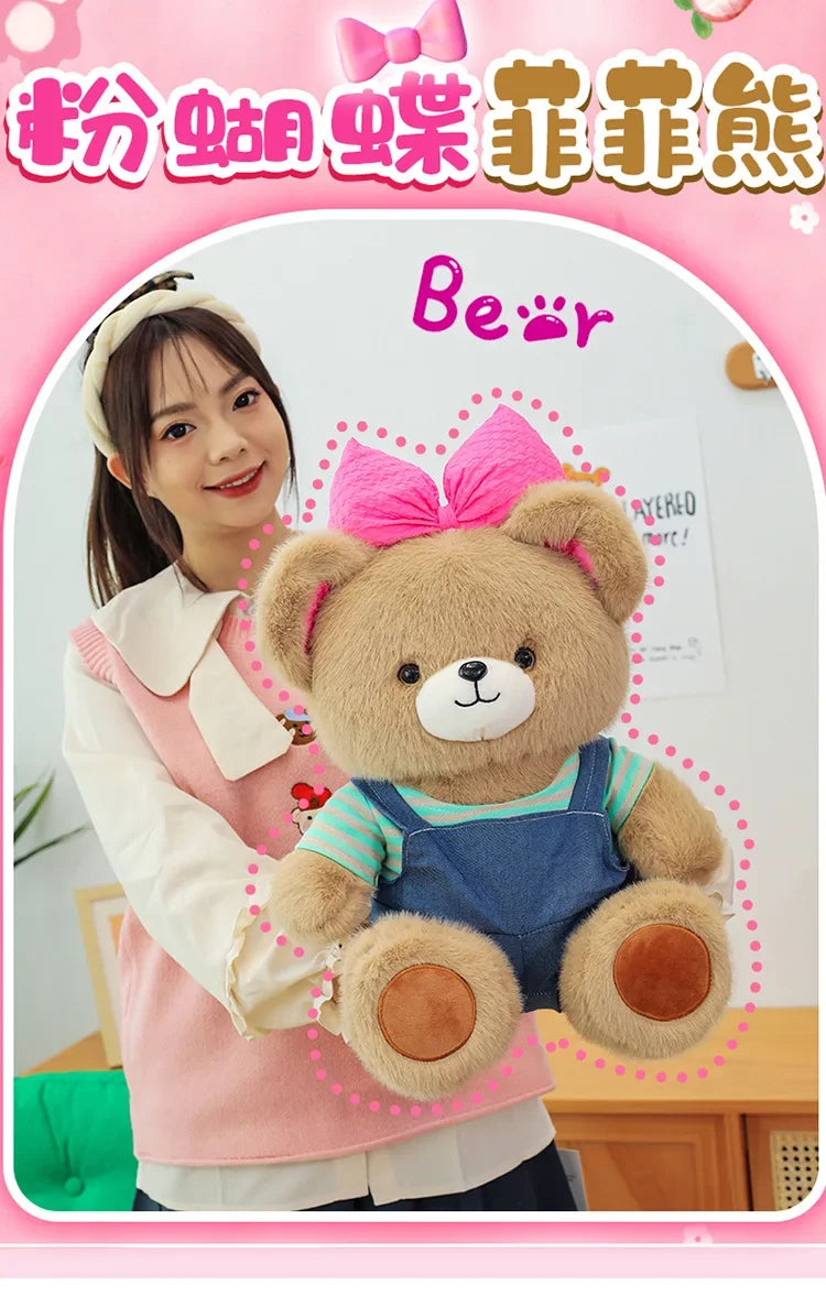 Cute Classic Butterfly Feifei Bear Plush Toys Kawaii Bow Tie Bear Plushie Pillow Stuffed Soft Dolls for Kids Girls Lover Gifts