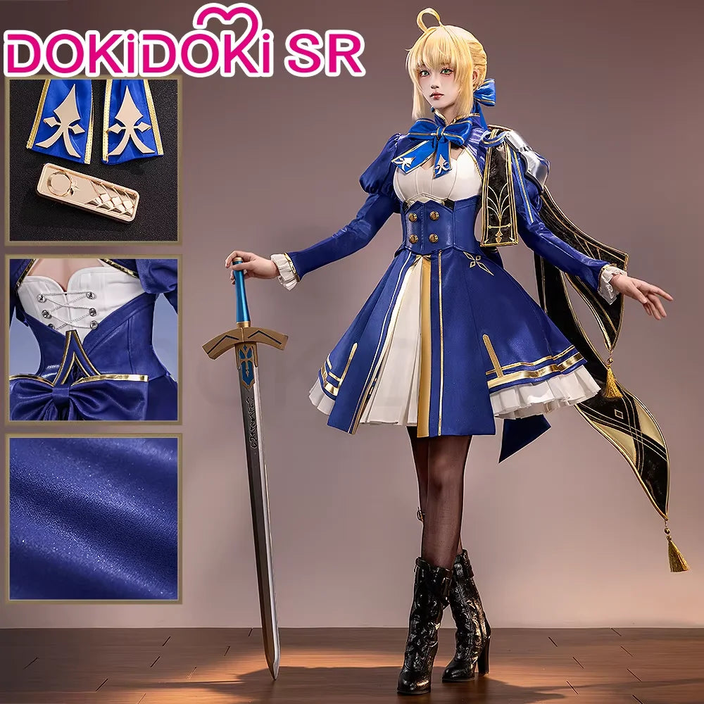 Saber Cosplay Costume Honkai: Star Rail x Fate DokiDoki-SR HSR Women Costume Dress Saber Cosplay Wig