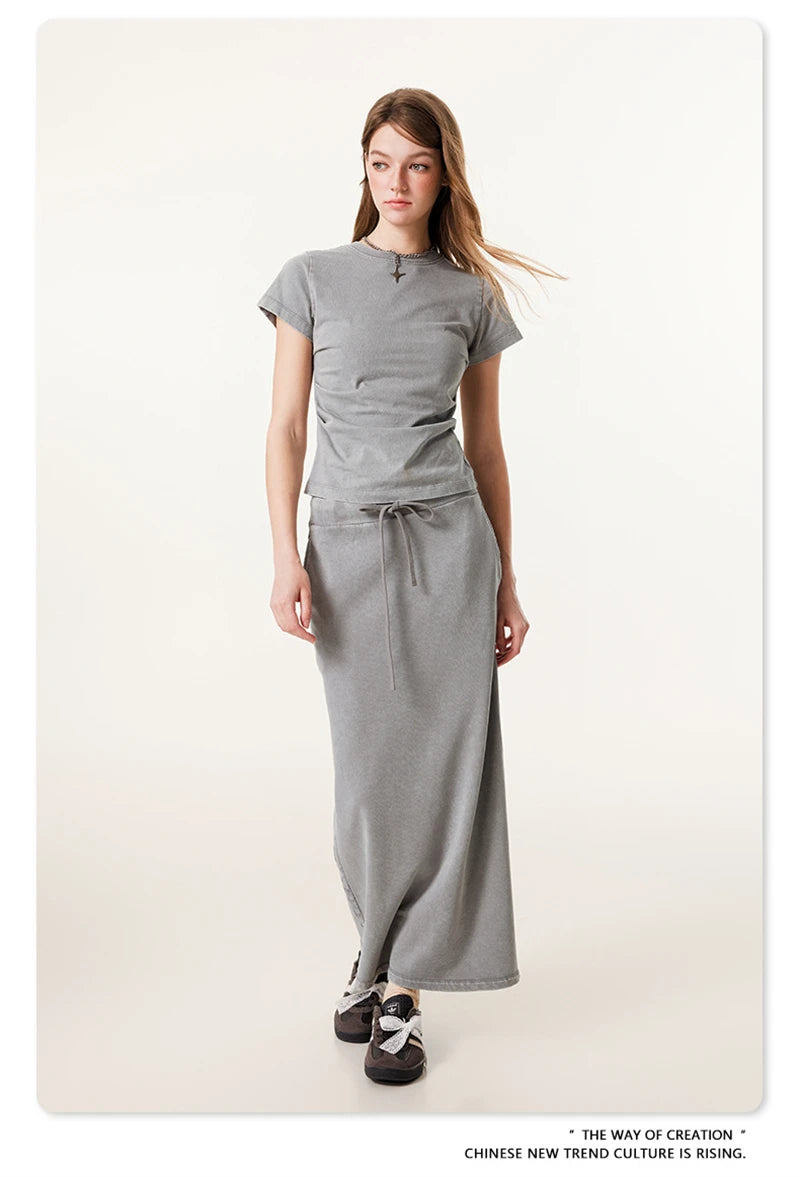 ZODF Retro 2025 Summer Women 285gsm T-Shirts Hotsweet Girls Sexy Slim Fit Washed Distressed T Shirt Brand Tees HY1013