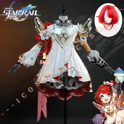 iCoser Honkai Star Rail Tribbie Cosplay Costume Wig Dress Uniform Headwear Wings Carnival Halloween Party for Women Girls Props