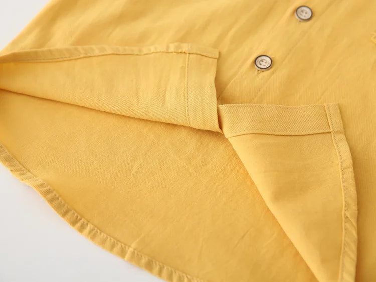 100Cotton Boy Blouse Buttons Kids Shirts Boys Clothes Long Sleeve Tops Korean Shirt with Collar Blue Yellow Children's Clothing