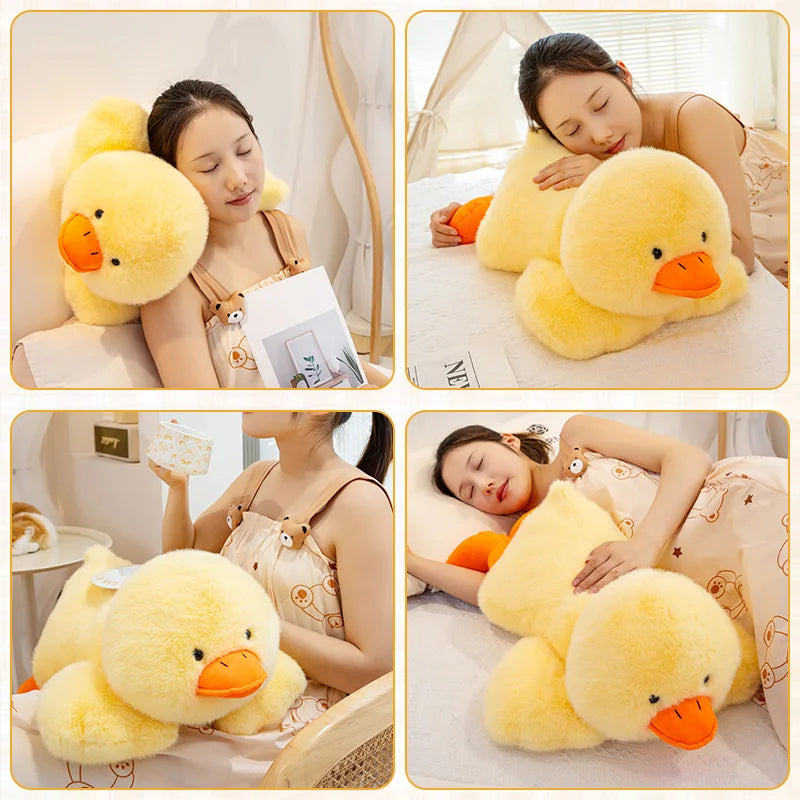 30-60cm Fluffy Large Sleep Pillow Super Soft Duck Plush Toy Cozy Lying Stuffed Animal Yellow Duck Plushies Hug Pillow Cushion