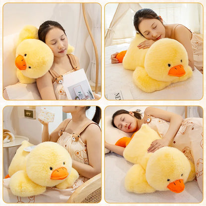 30-60cm Fluffy Large Sleep Pillow Super Soft Duck Plush Toy Cozy Lying Stuffed Animal Yellow Duck Plushies Hug Pillow Cushion
