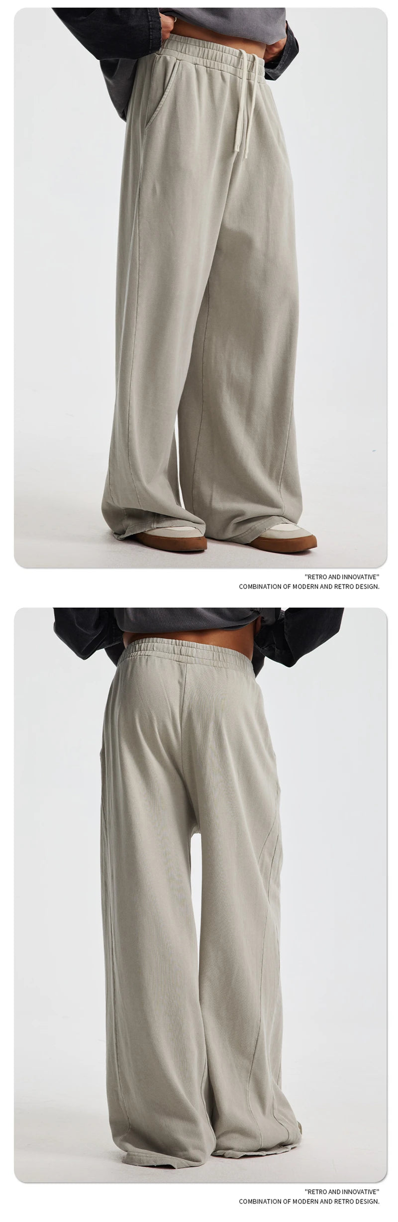 ZODF Retro 2025 Autumn Men 380gsm Washed Cotton Pants Unisex Patchwork Distressed Heavyweight Loose Solid Terry Trousers HY1071