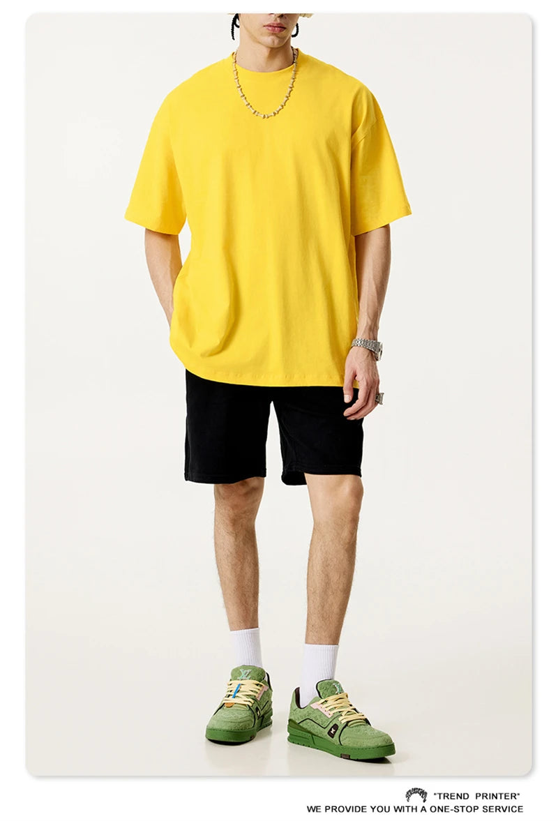 ZODF 2025 Summer Men 180gsm Solid T-Shirts Women Unisex Loose Basic Breathable Cotton T Shirt Brand Tees HY0971